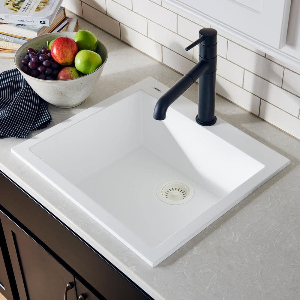 Ruvati Ruvati epiGranite Drop-in Topmount Granite Composite Kitchen Sink RVG1022WH