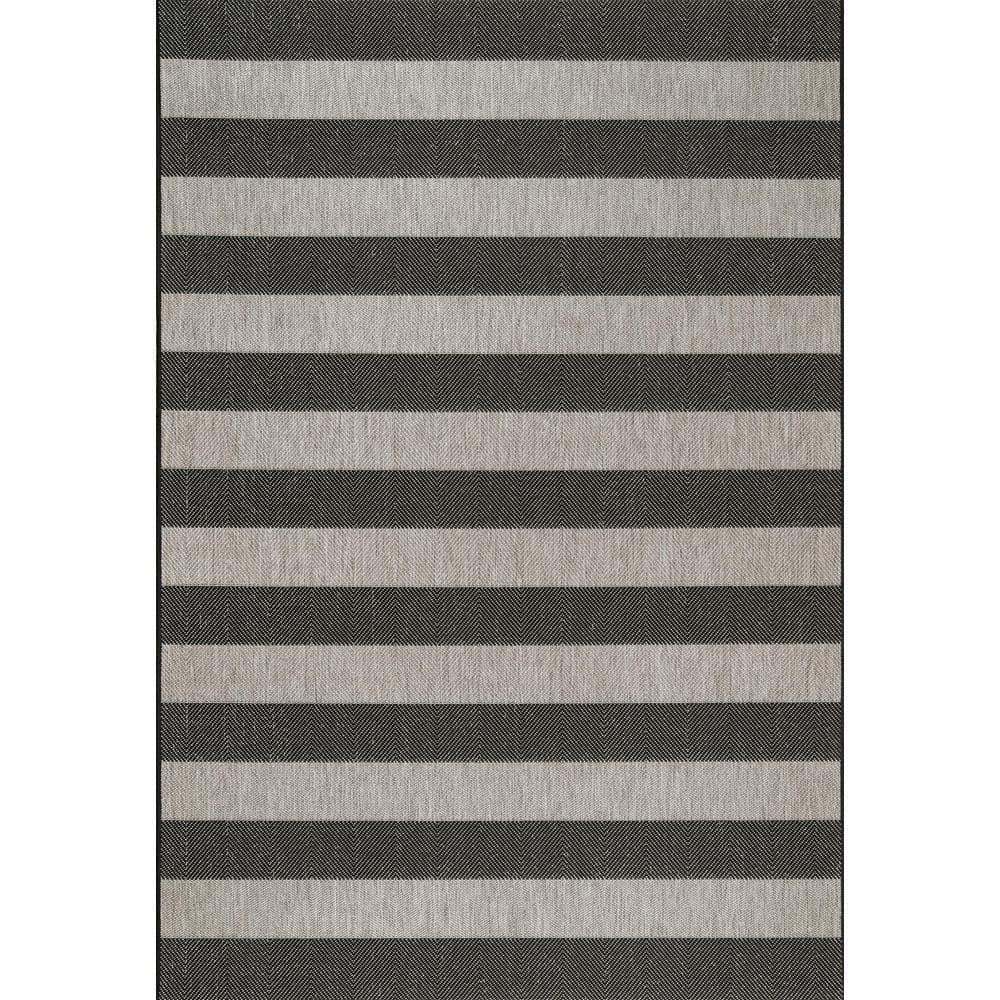 Nuloom Alexis Striped 2x3 Indoor/Outdoor Accent Rug for Living Room Patio Deck Front Porch Entryway Kitchen, Black/Light Grey