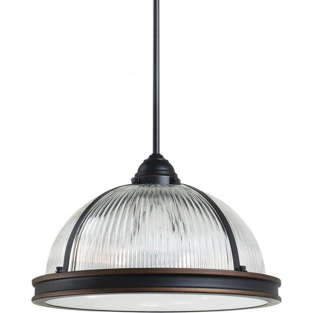 Pratt Street 55" Autumn Bronze 3-Light Pendant with Clear Textured Glass