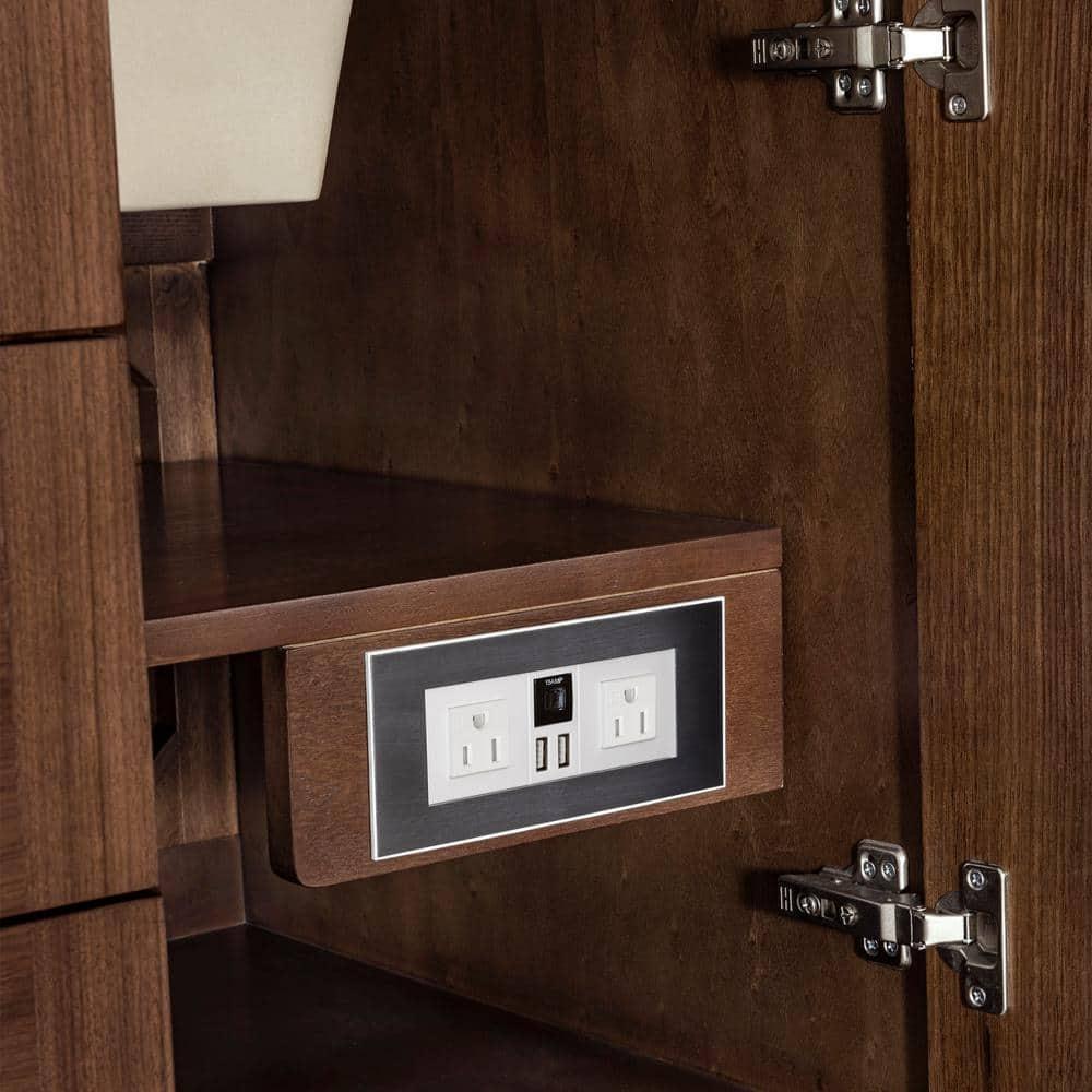 Amberly 60" Walnut Double Vanity Base with Brass Knobs