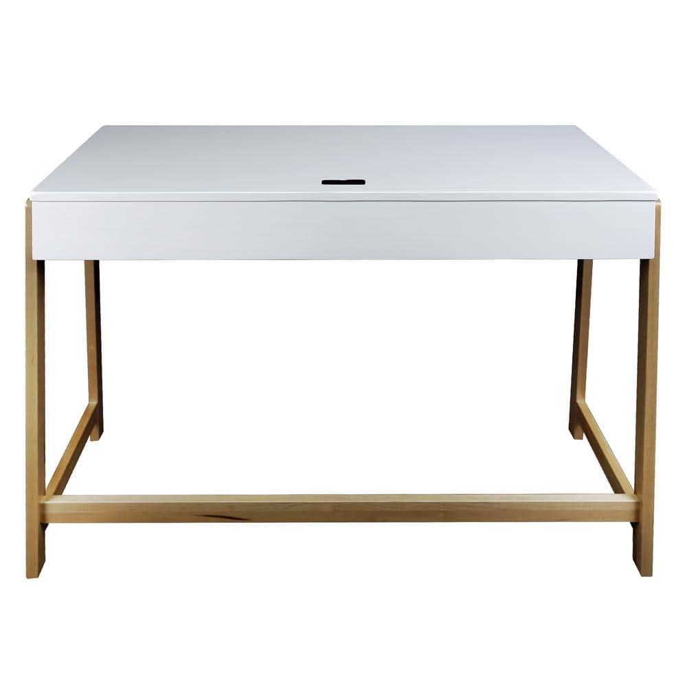 Indoor Furniture Neorustic Smart Desk With Usb Ports - Two-Tone (White,Natural)
