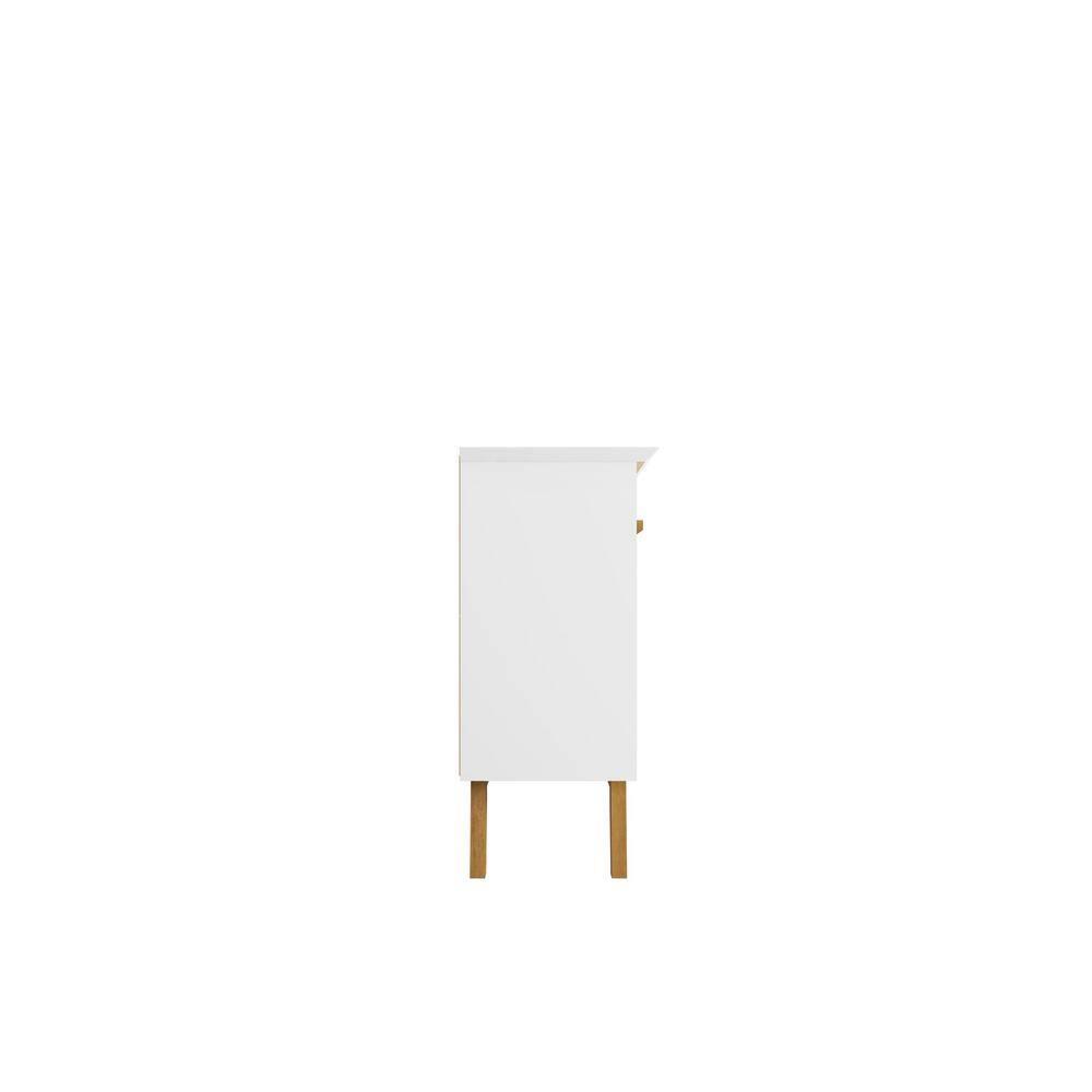 62.99" Yonkers Sideboard White - Manhattan Comfort: Mid-Century Buffet, Storage Console with 4 Doors & Fixed Shelves