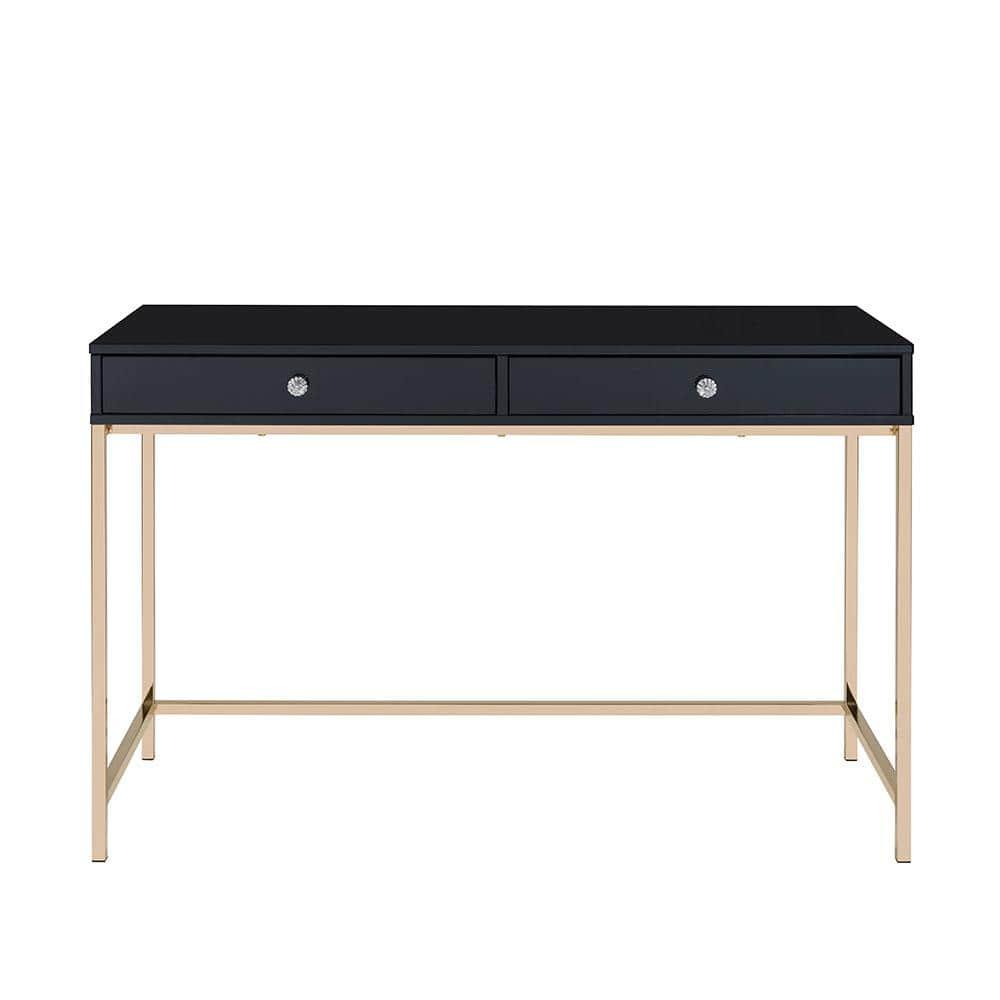 Ottey Writing Desk In High Gloss & Gold Finish,Computer Desk