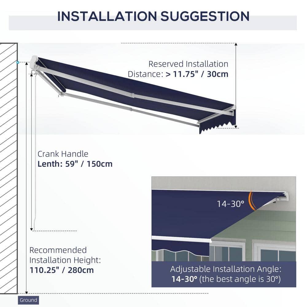 Outsunny 59'' Polyester Cream Cover Motorized Retractable Patio Awning