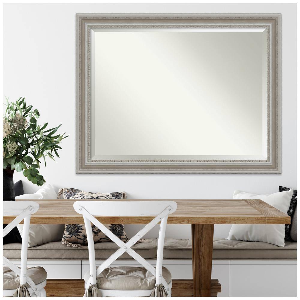 46" x 36" Parlor Framed Wall Mirror Silver - Amanti Art: Modern Beveled, No Assembly Required