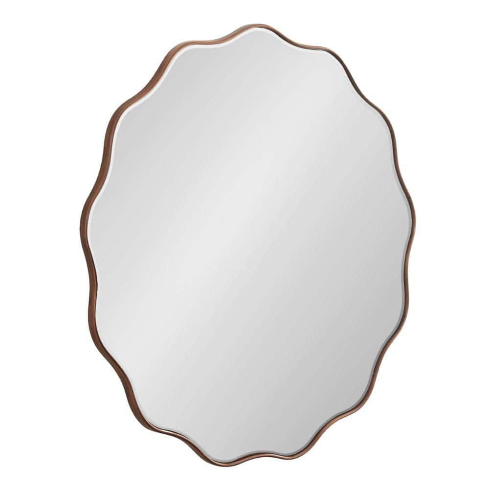 Kate and Laurel Viona Modern Scalloped Round Mirror, 32 Inch Diameter, Bronze, Decorative Circle Bathroom Mirror for Over Sink with Unique Rippled Edge for Wavy Wall Decor Accent
