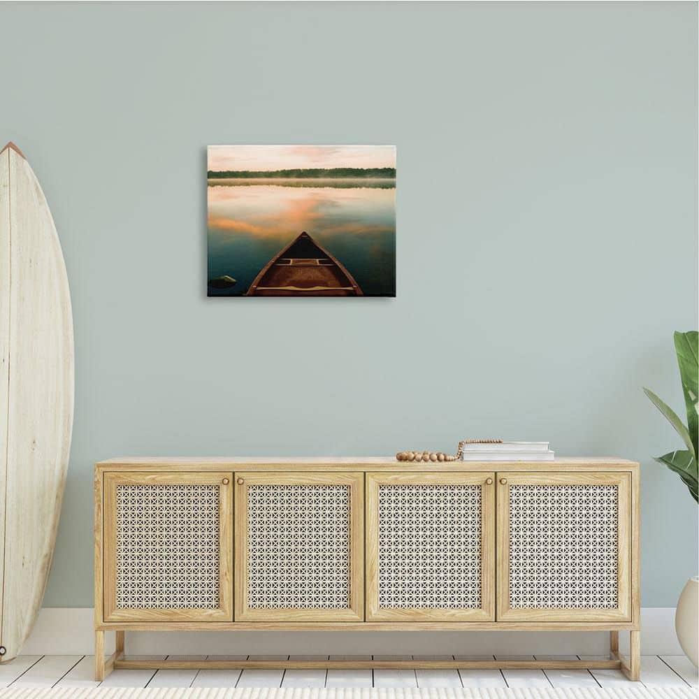 Stupell Industries Canoe On Lake Warm Sunrise Water Reflection by Danita Delimont - Painting