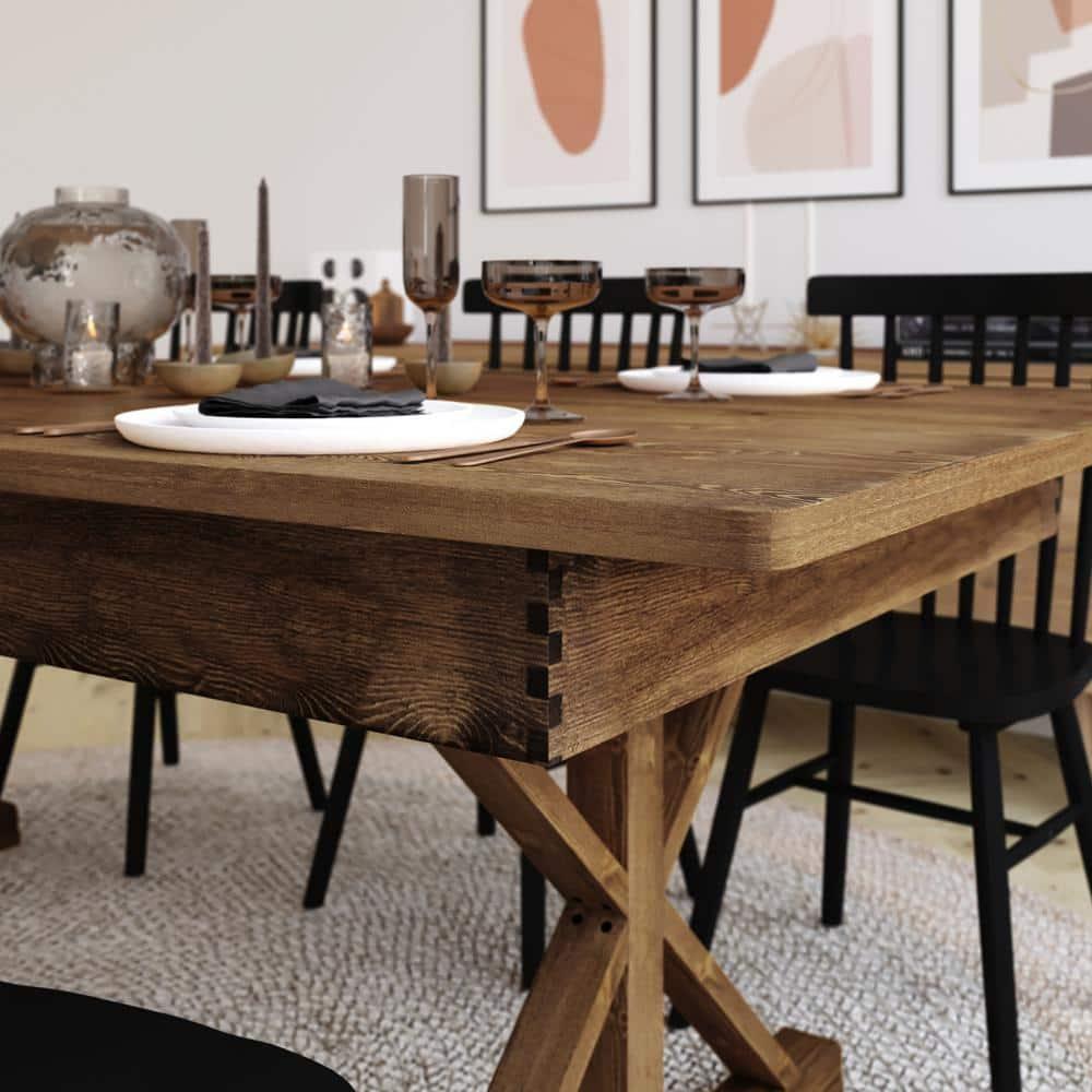 Taylor & Logan 84"x40" Hamish Rectangular Dining Table Brown: Seats Up to 8, Wood Frame, 1-Year Warranty