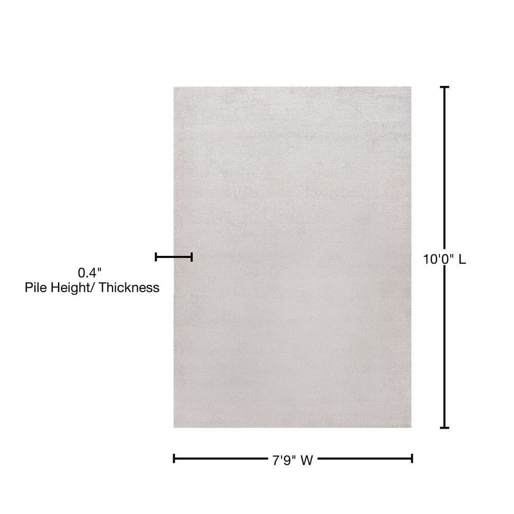 8'x10' Haze Solid Low-Pile Area Rug, Ivory - JONATHAN Y