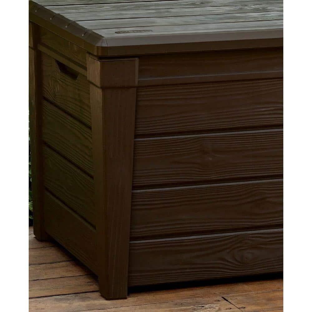 Keter Keter Brightwood 120 Gallon Large Durable Outdoor Storage and Weather Resistant Resin Deck Box
