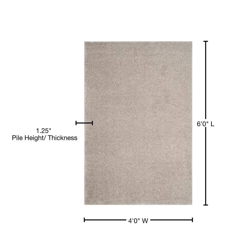 Arizona Shag ASG820 Power Loomed Indoor Area Rug - Linen - 4'x6' - Safavieh
