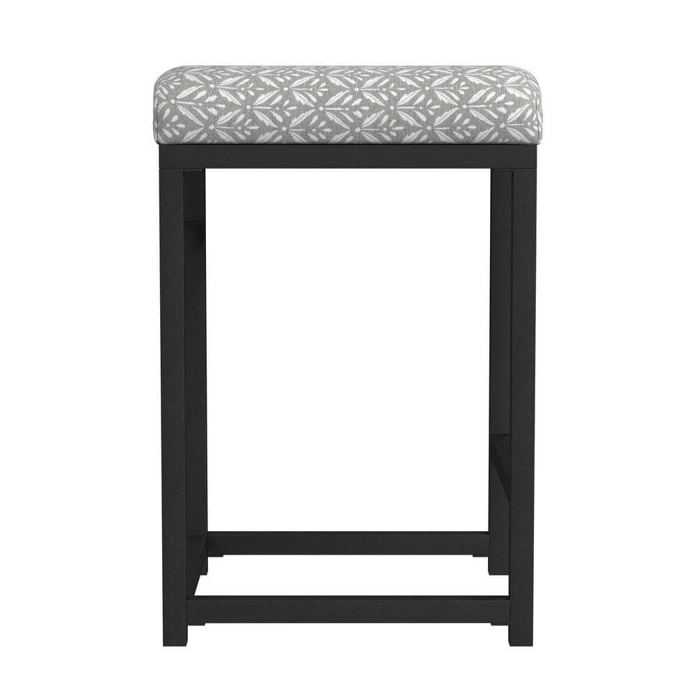 24" Open Back Metal Counter Height Barstool Gray - HomePop: Kitchen Island Seating, Industrial Design