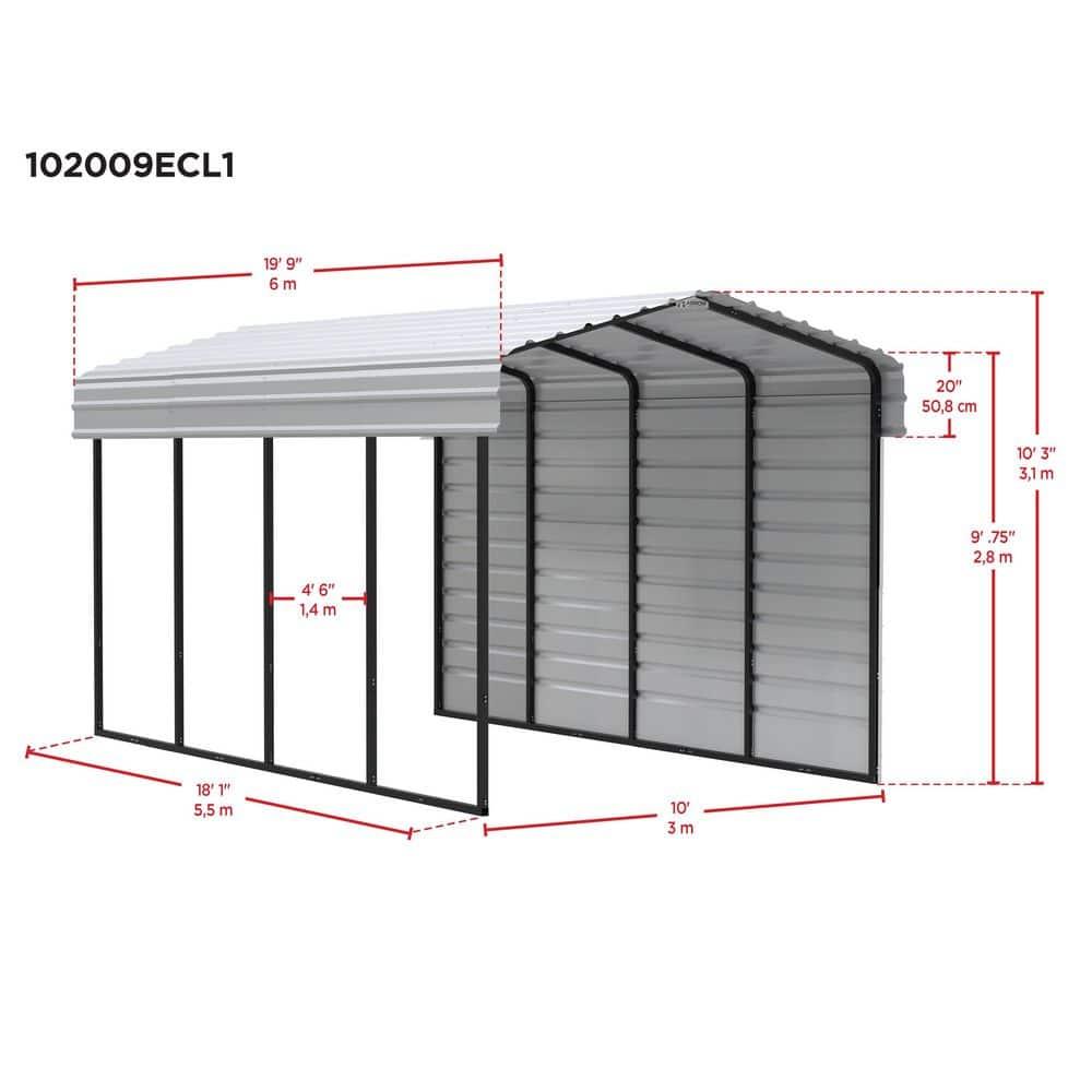 Arrow 20 x 10 ft Carport with 1-sided Enclosure