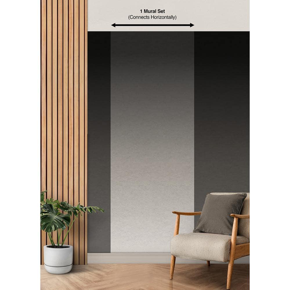 RoomMates Aura Ombre Peel and Stick Wallpaper Mural Charcoal: Self-Adhesive Vinyl, Abstract Design, 15.4 Sq Ft Coverage