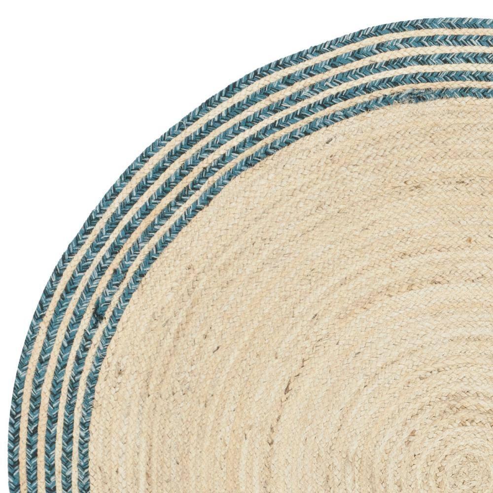 Cape Cod CAP204 Hand Woven Area Rug - Ivory/Blue - 4' Round - Safavieh.
