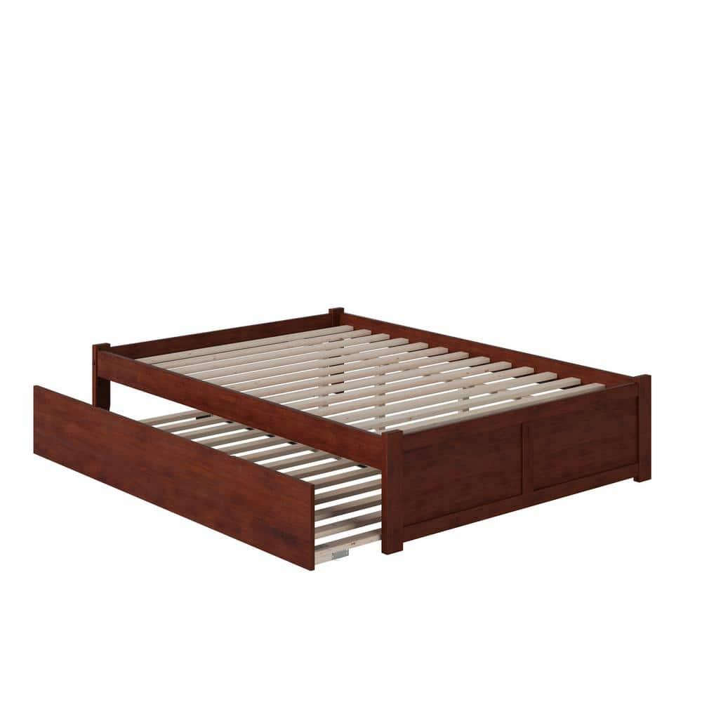 Concord Queen Bed with Footboard and Twin Extra Long Trundle in Walnut