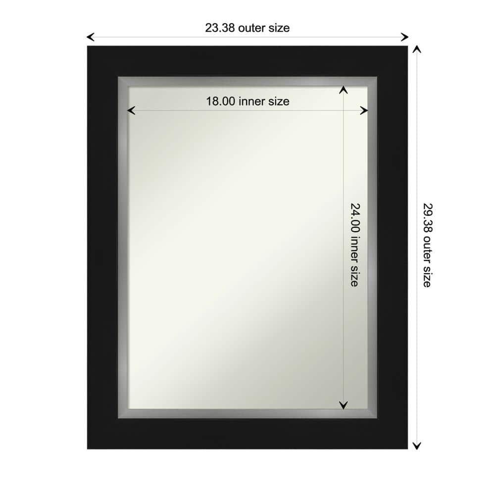 24" x 30" Non-Beveled Eva Bathroom Wall Mirror Black - Amanti Art: Polystyrene Frame, Wall Mount