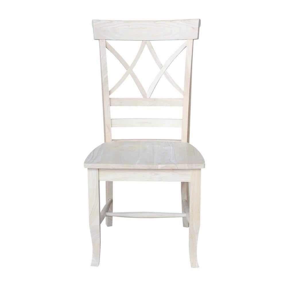 Set of 2 Lacy Dining Chair - Unfinished - International Concepts: Solid Wood, Parawood, Armless
