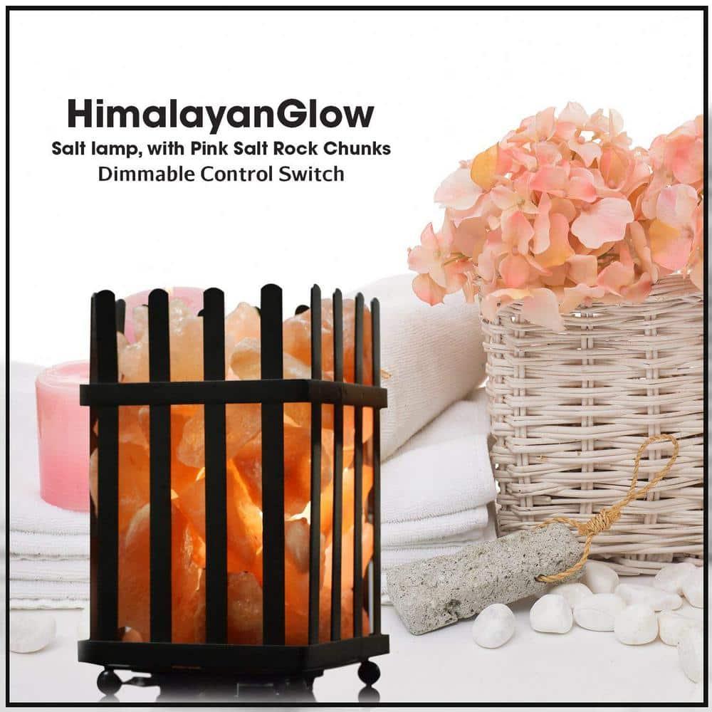 WBM LLC Himalayan Glow Picket Fence Style Metal Basket Salt Lamp- Dimmer Switch & ETL Certified Cord3