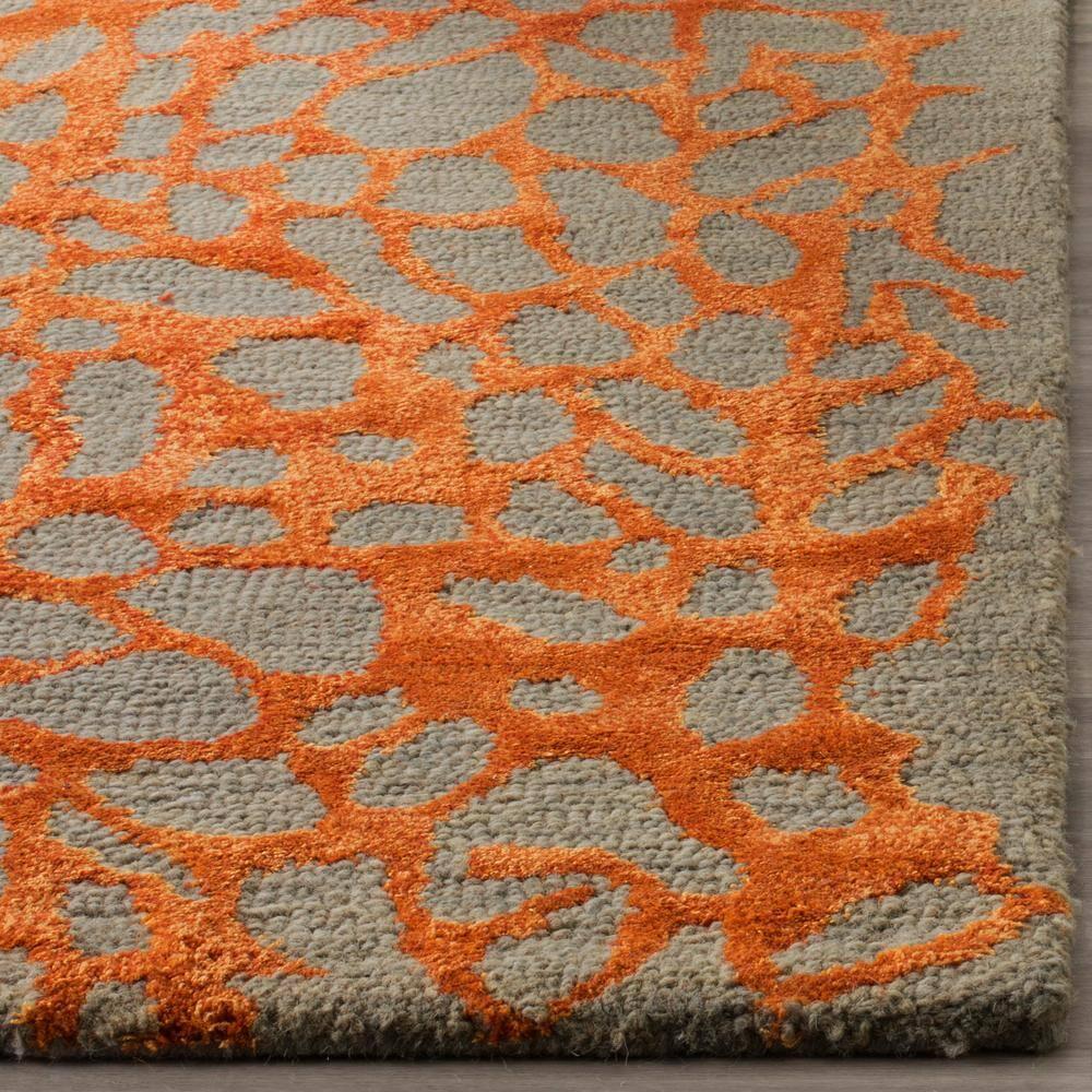 Blossom BLM695 Hand Hooked Indoor Accent Rug - Grey/Orange - 3'x5' - Safavieh