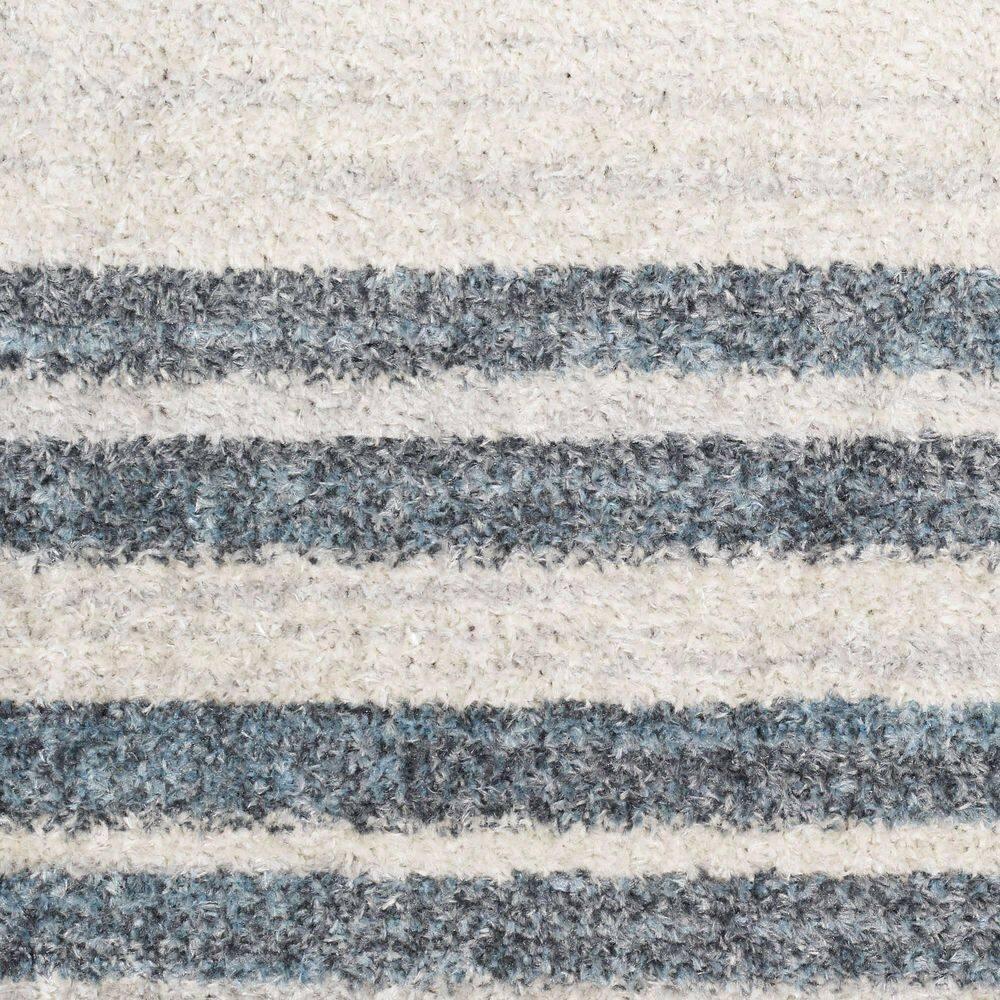 Nourison Astra Machine Washable Stripe Circle Mid-Century Modern Indoor Bathroom, Kitchen Runner Rug Ivory Blue 2'2" x 10'