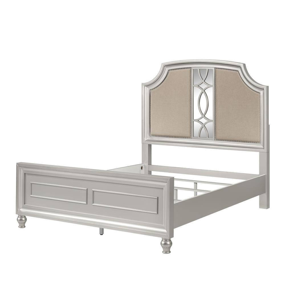 New Classic Furniture Reflections 4-Pc Wood Queen Bedroom Set (B/Dr/Mr/Ch), Silver