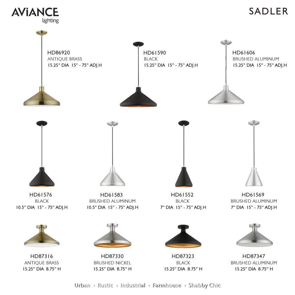 Livex Lighting Metal Shade 1 - Light Chandelier in  Brushed Aluminum
