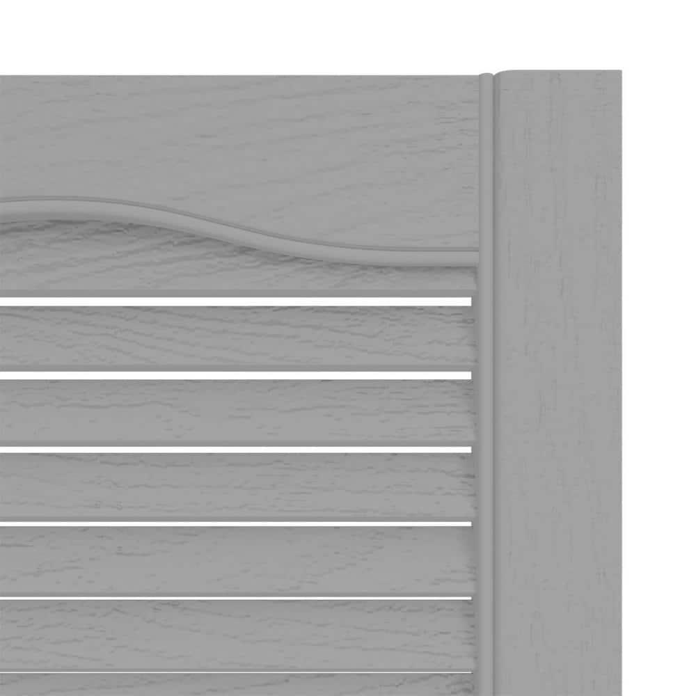 60" Gray Vinyl Louvered Exterior Shutters Pair
