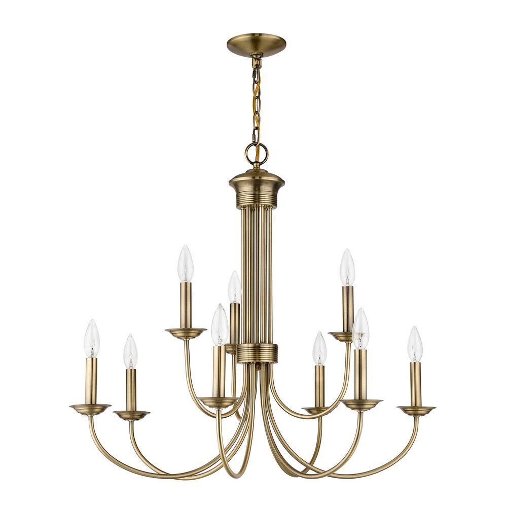 Livex Lighting Estate 9 - Light Chandelier in  Antique Brass