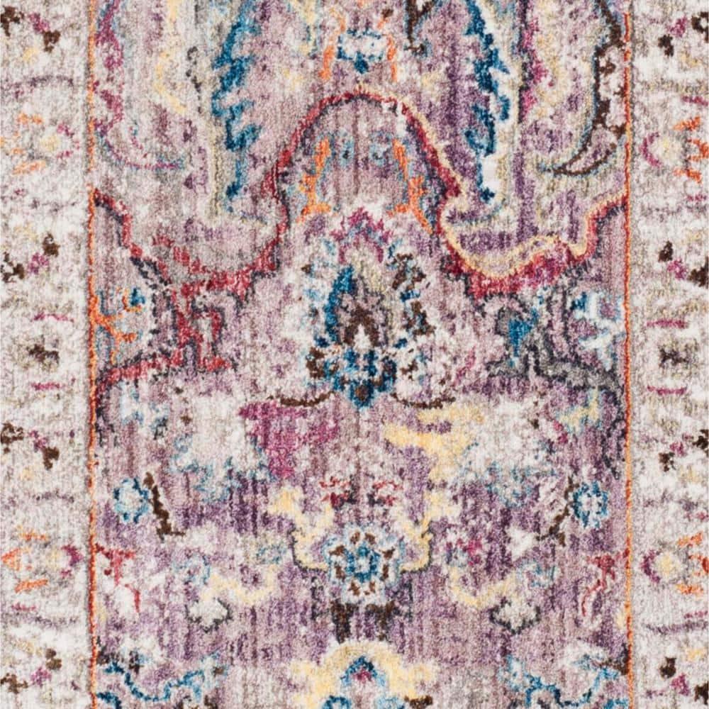 Safavieh Bristol Gretchen 2 x 6 (ft) Loomed Polyester Lavender/Light Gray Rectangular Indoor Distressed/Overdyed Vintage Runner rug