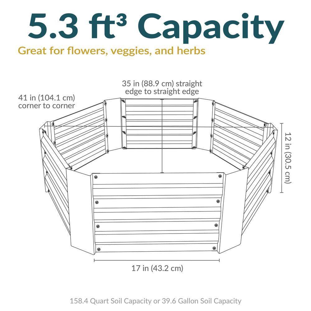 Sunnydaze Galvanized Steel Hexagon-Shaped Raised Garden Bed - Gray