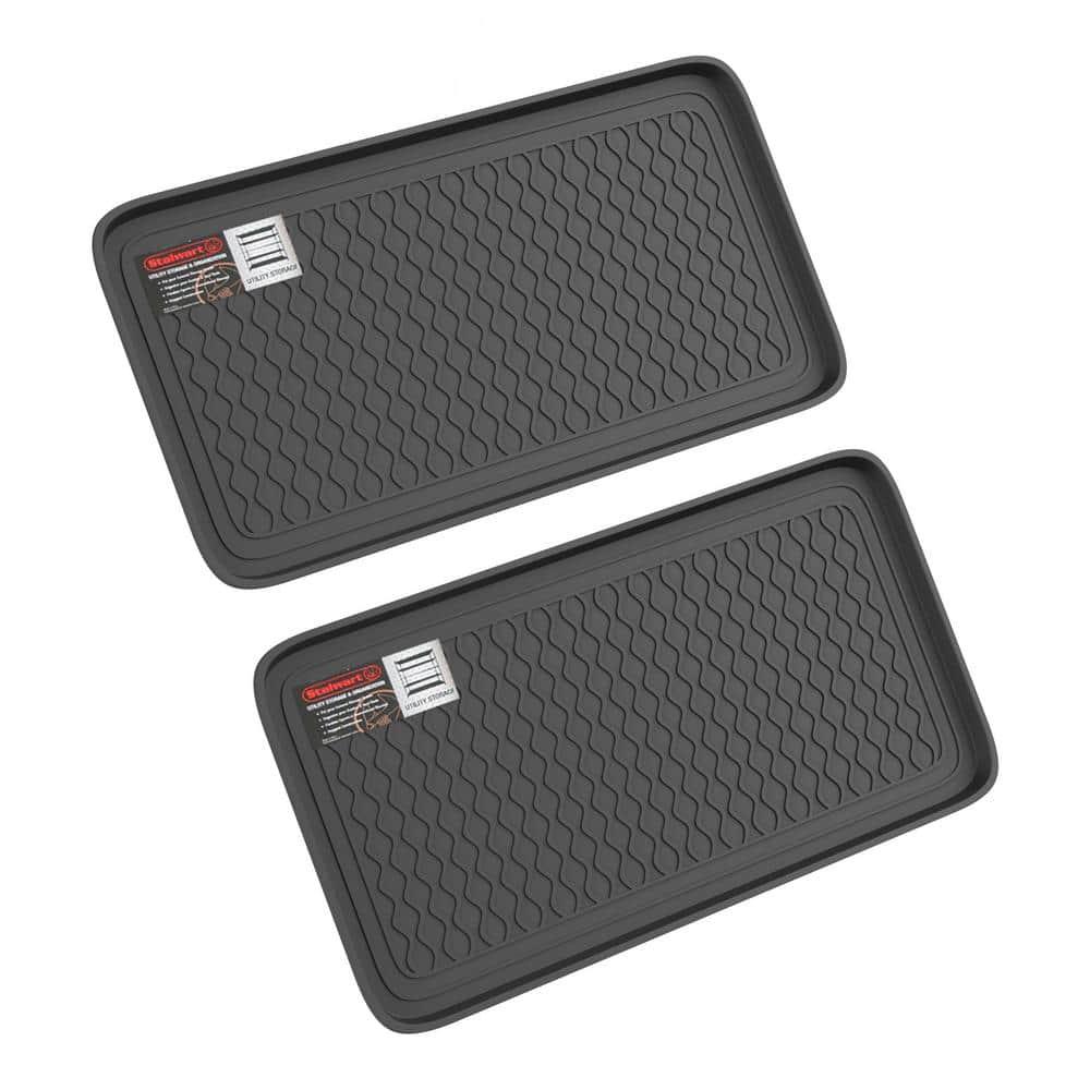 Stalwart 2-Pack Water-Resistant Plastic All Weather Boot Tray Set, Black