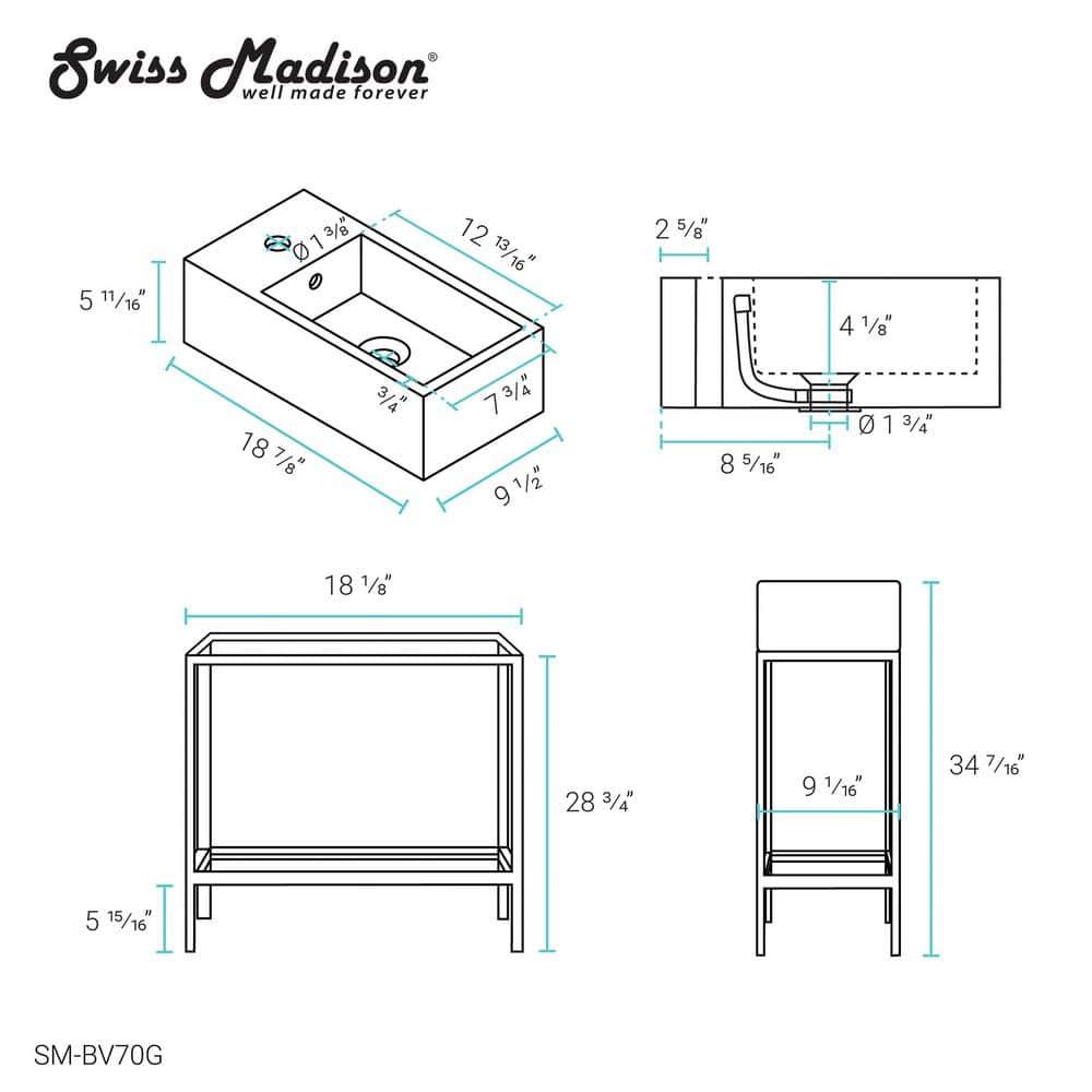 Pierre 19.5 Single, Freestanding, Open Shelf, Frame Bathroom Vanity