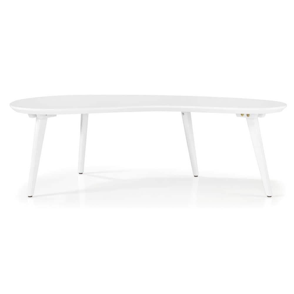 Camaflexi Mid Century Modern Coffee Table Small Tabletop Wood Coffee Desk, White