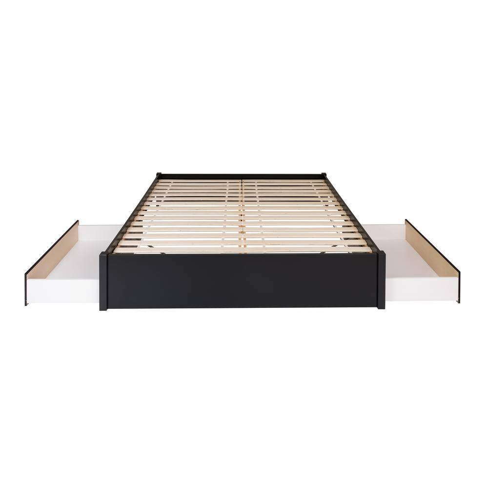King Select 4-Post Platform Bed with 2 Drawers Black - Prepac: Solid Wood, Storage Functionality