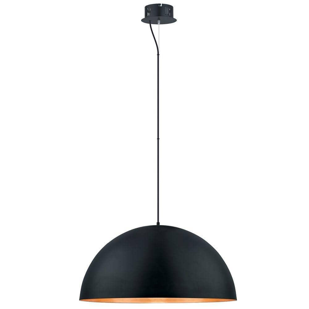 32" 1-Light Gaetano LED Pendant Black and Gold - EGLO: Contemporary Iron Bowl Shade, ETL Listed, Adjustable