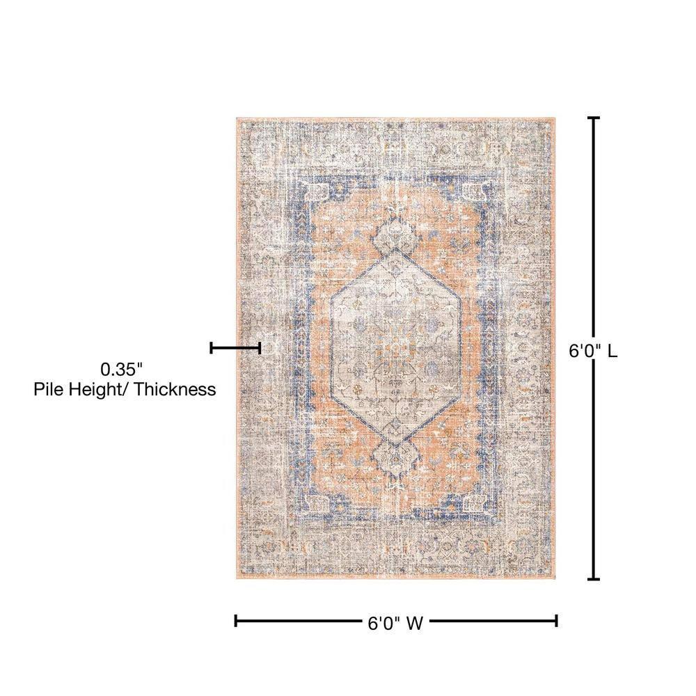 Nuloom Jacquie Medallion 6 Square Indoor Area Rug for Living Room Bedroom Dining Room Kitchen, Peach/Beige