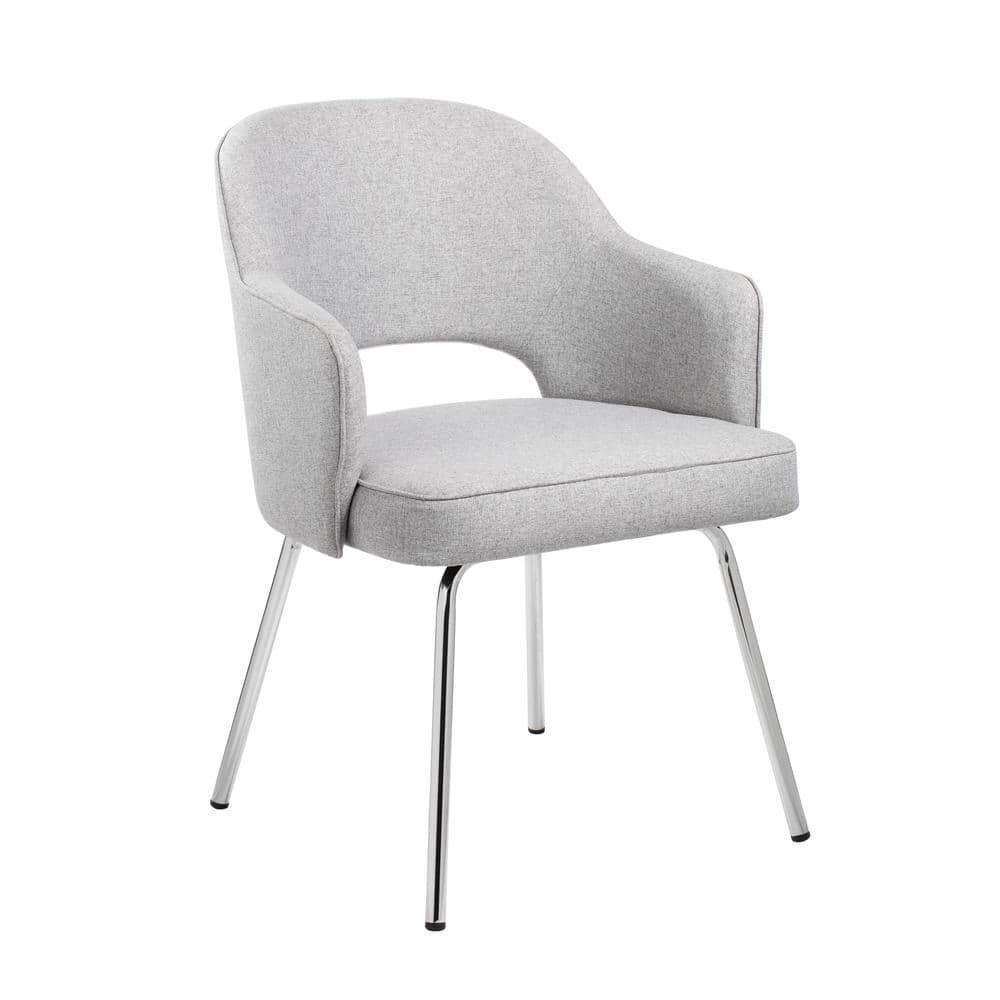Guest Chair Gray Linen - Boss Office Products: Chrome Base, Mid-Century Modern, 275lbs Capacity