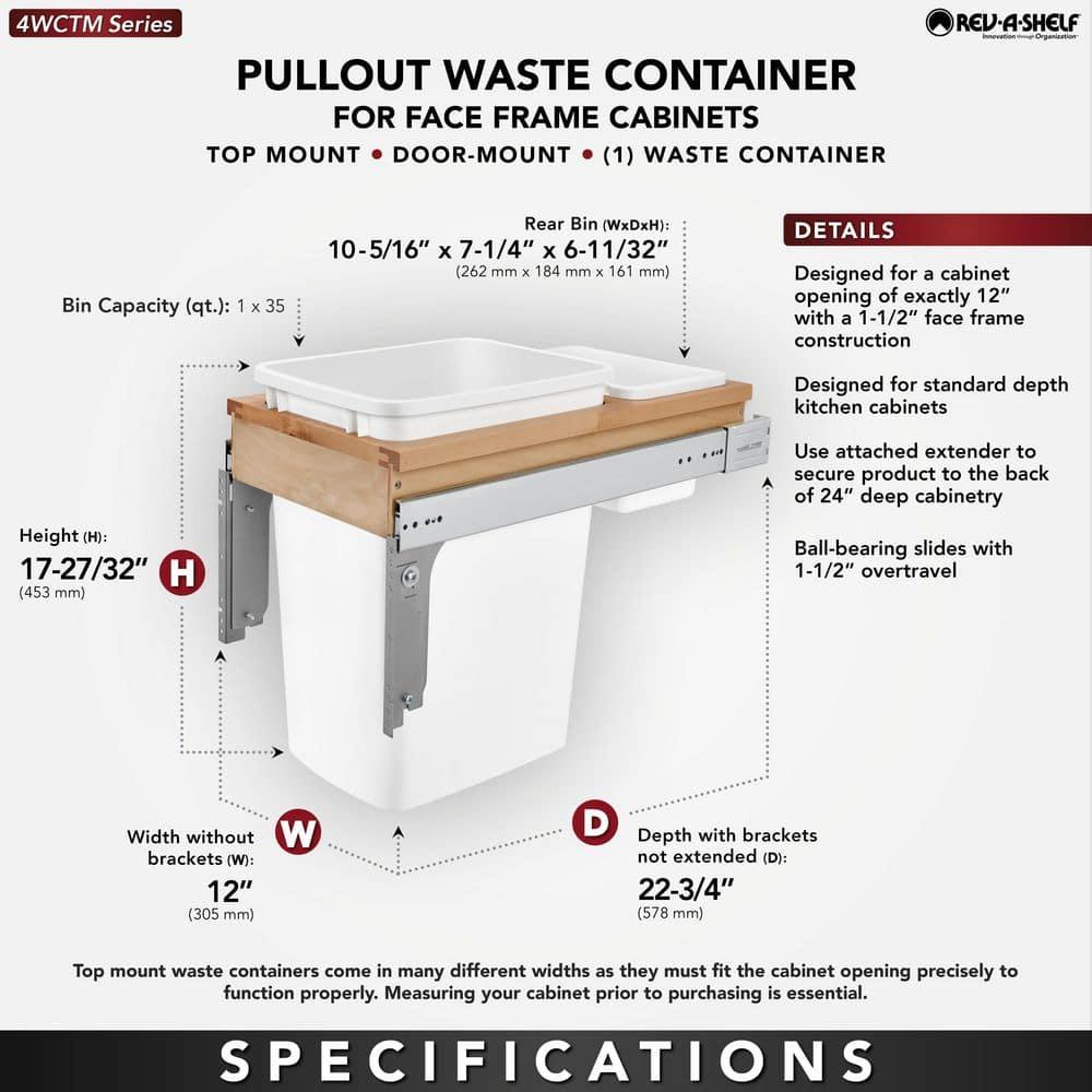 Rev-A-Shelf Rev-A-Shelf Single Pullout Top Mount Trash Can