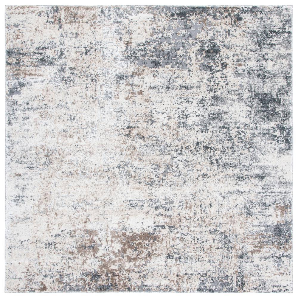 Aston ASN705 Power Loomed Indoor Area Rug - Ivory/Grey - 6'7"x6'7" - Safavieh