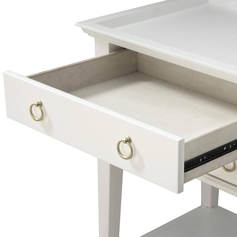 Comfort Pointe Clara 2-Drawer Tray Top Wood Nightstand in White