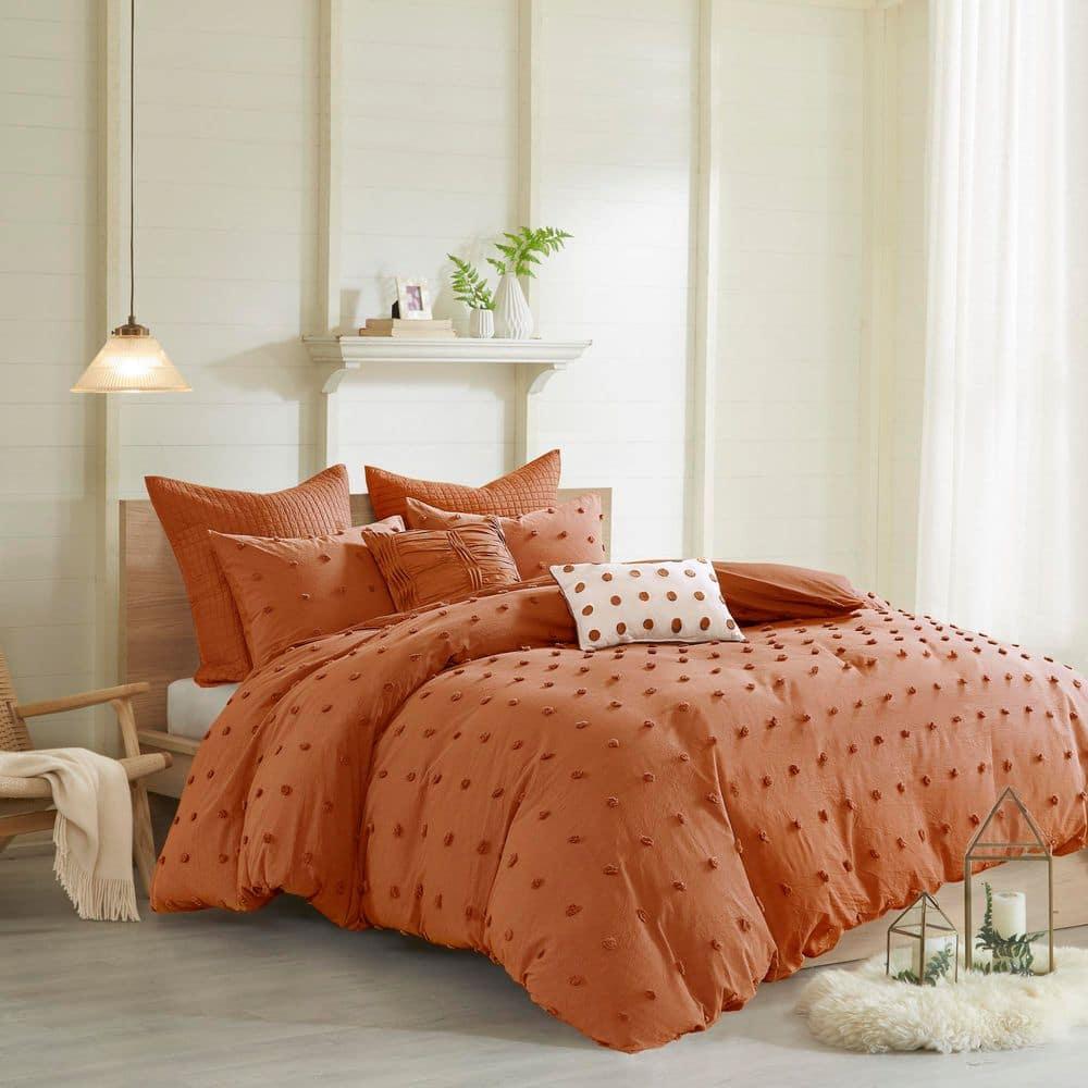 Intelligent Design Brooklyn Cotton Jacquard Duvet Cover Set with Euro Shams and Throw Pillows