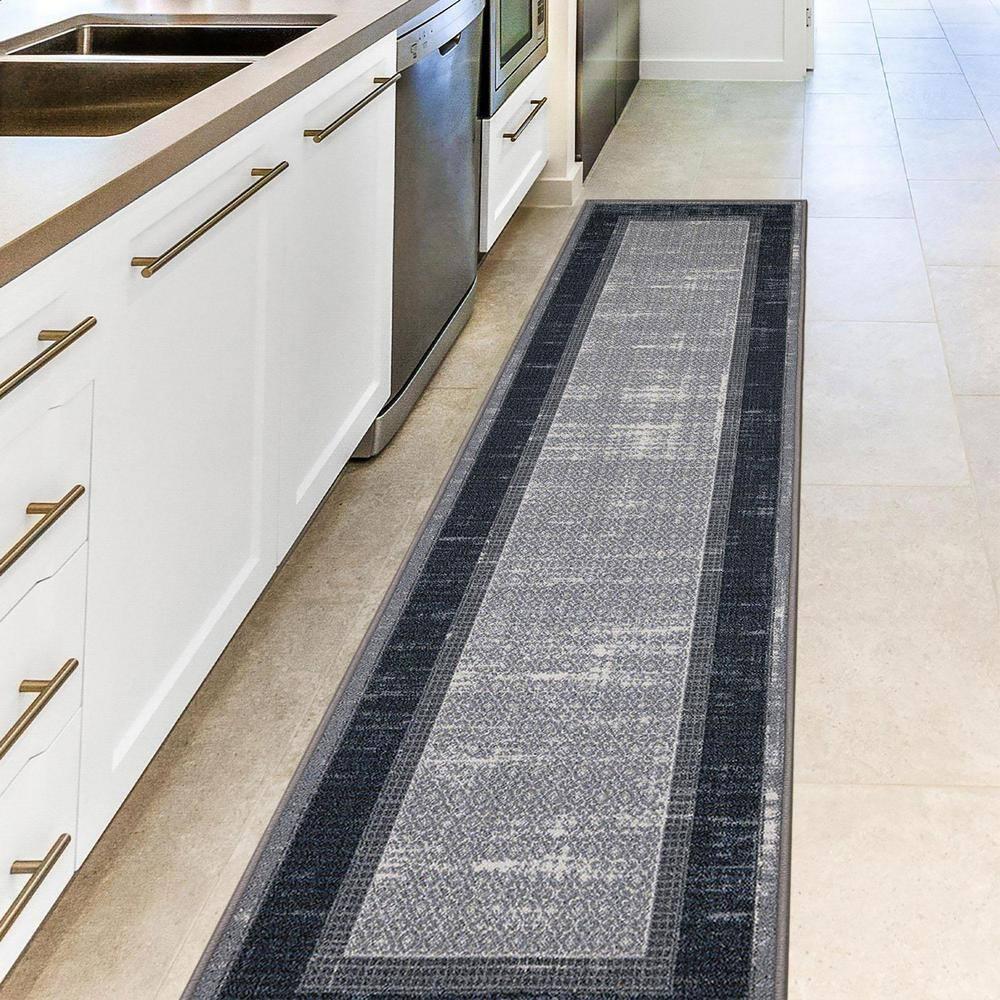 Non-Slip Bordered Area Rug For Living Room, Hallway Runner, Entryway Rug
