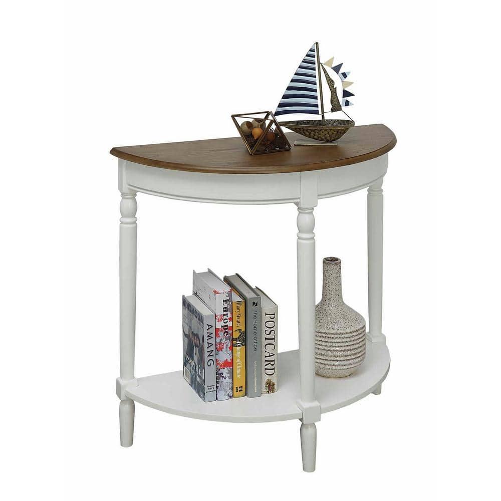 Convenience Concepts French Country Half-Round Entryway Table with Shelf, Driftwood/White