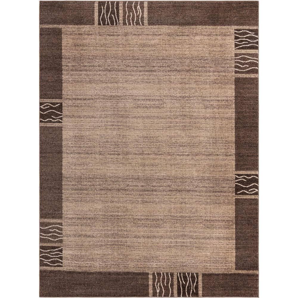 Unique Loom Del Mar Collection Area Rug - Sarah (9' x 12' Rectangle Dark Beige/Brown)
