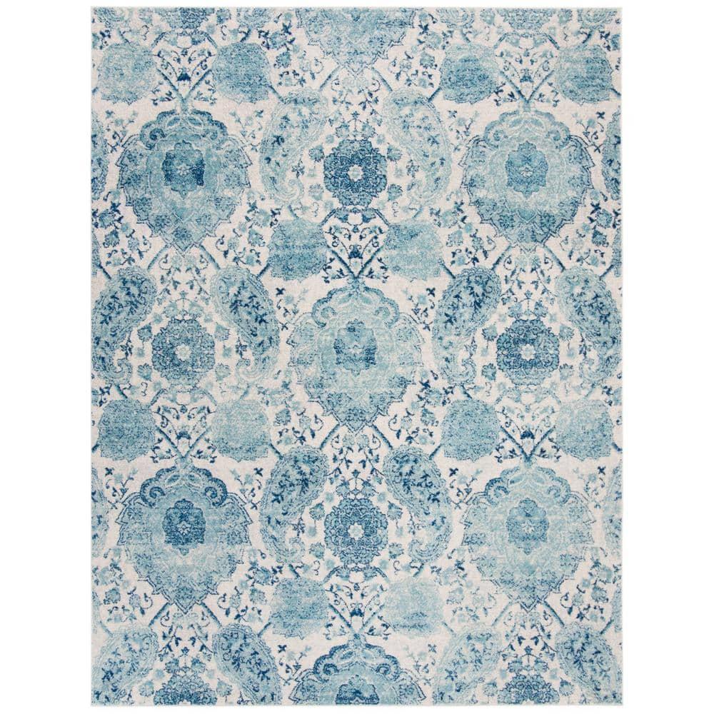 SAFAVIEH Madison Hope Floral Area Rug, Cream/Turquoise, 12' x 15'