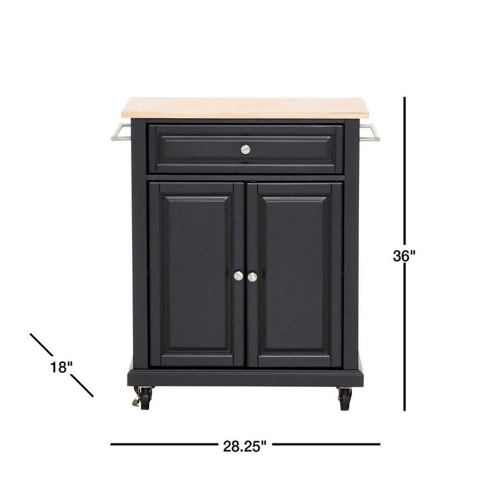 Wood Top Portable Kitchen Cart Wood/Black - Crosley: Traditional Farmhouse Design, Adjustable Shelf, Wheeled Storage Island
