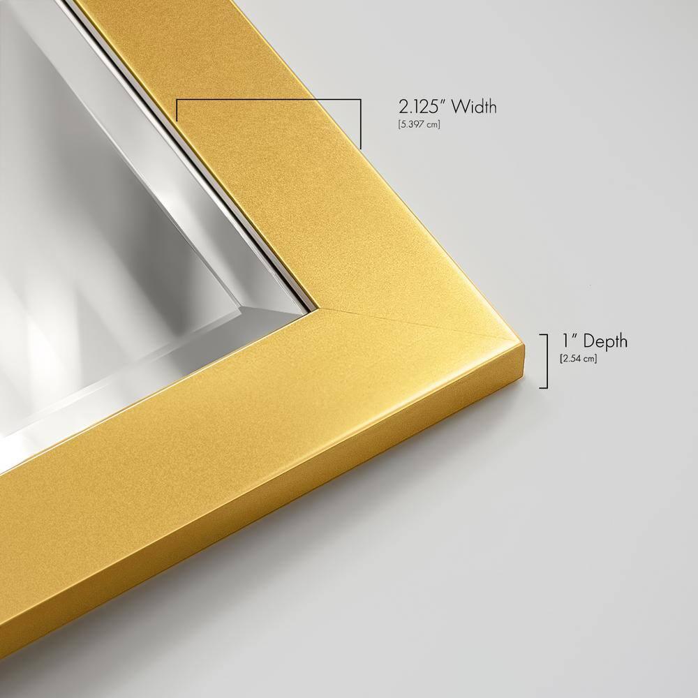 25 in. W x 61 in. H Framed Rectangle Beveled Edge Wood Full Length Mirror in Solid Gold