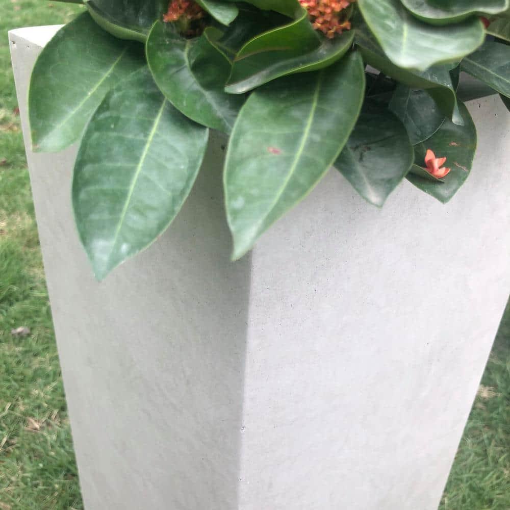 Rosemead Home & Garden, Inc. 14" Wide Kante Lightweight Durable Modern Tall Square Outdoor Decorative Planter Weathered Concrete Gray