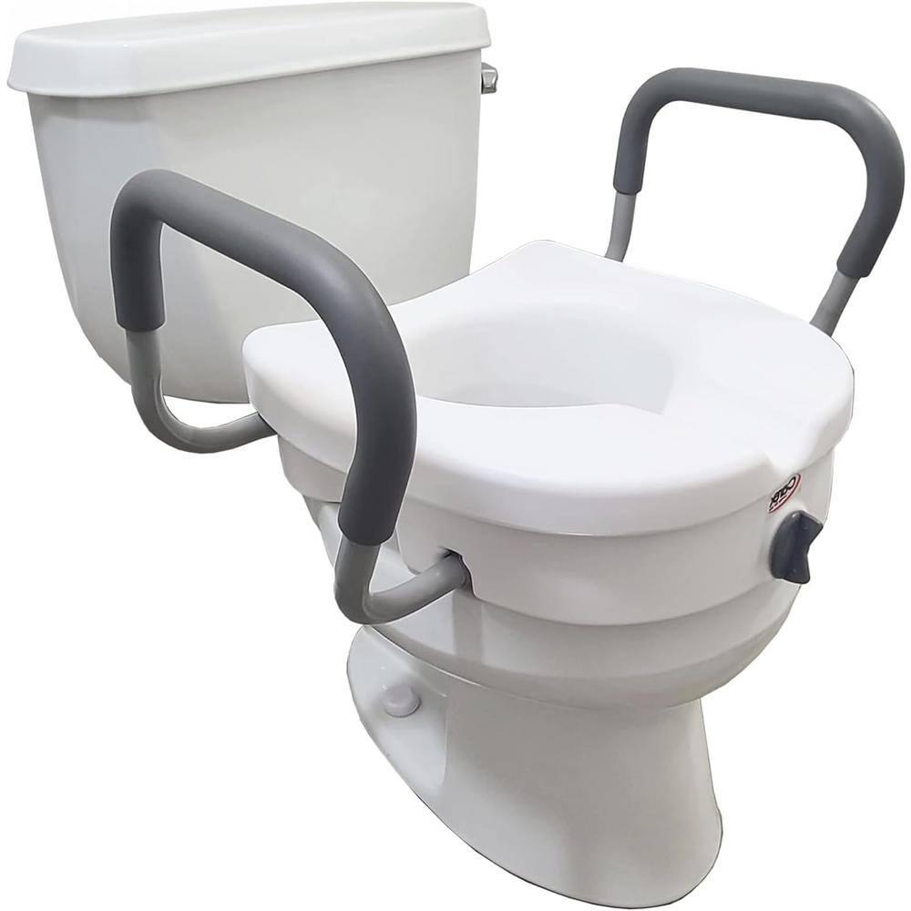 Carex E-Z Lock Raised with Armrests Toilet Seat - White